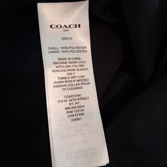 Coach 1941 Black Removable Collar Button Front Shirt Dress Size 10 - Picture 8 of 10